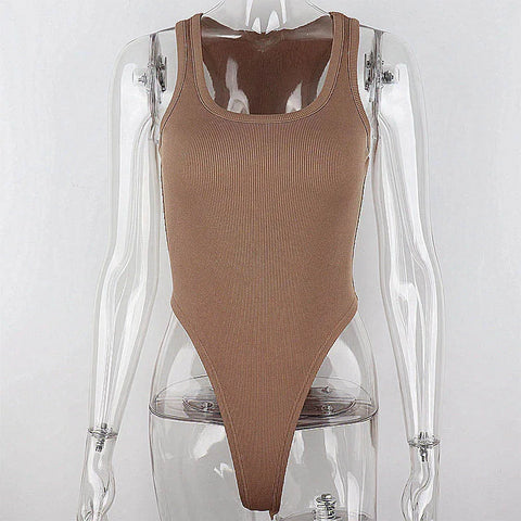 Sleeveless Knit Bodysuit Hot Summer Sexy Bodycon
