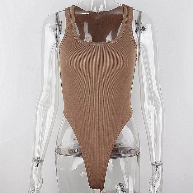 Sleeveless Knit Bodysuit Hot Summer Sexy Bodycon