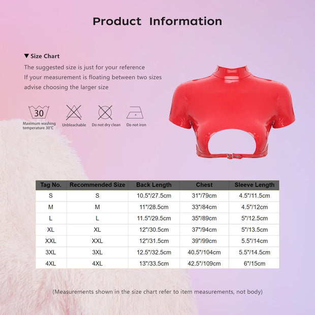 Women’s Crop Top with Mock Neck Short Sleeve Back