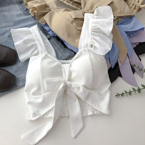 Crop Tops Camis Women Ruffles Sexy