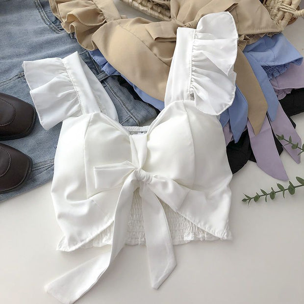 Crop Tops Camis Women Ruffles Sexy