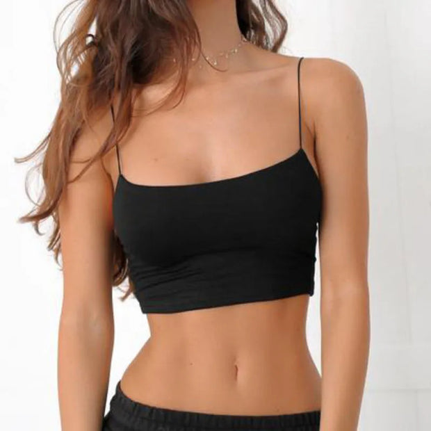 Sexy Tank Top Black Halter Crop Tops Women Summer