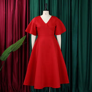 Elegant Party Dresses for Women V Neck Ruffles