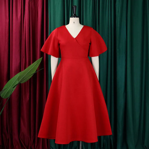 Elegant Party Dresses for Women V Neck Ruffles