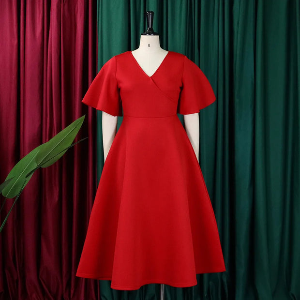 Elegant Party Dresses for Women V Neck Ruffles