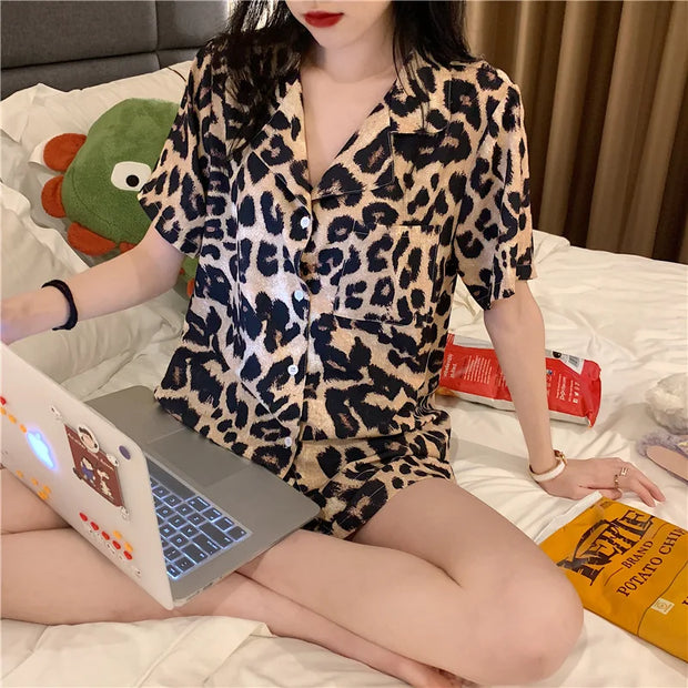 Women's Sleepwear Loungewear Set Short-Sleeved Shorts