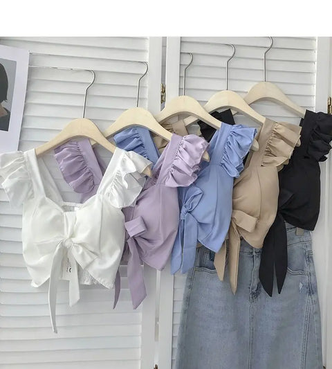 Crop Tops Camis Women Ruffles Sexy