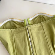 Women Summer Tube Top Corset Bustier Ruffle Hem