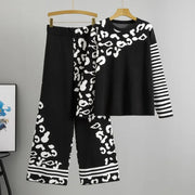 Elegant Women Knitted Suit Lounge Wear Knit Pants