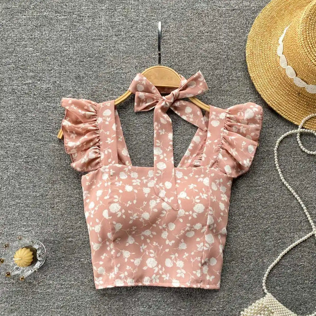 Crop Tops Camis Women Ruffles Sexy