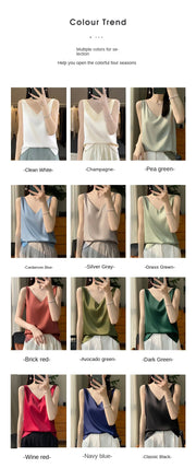 Silk Satin Women Double Shoulder Camisole Tank