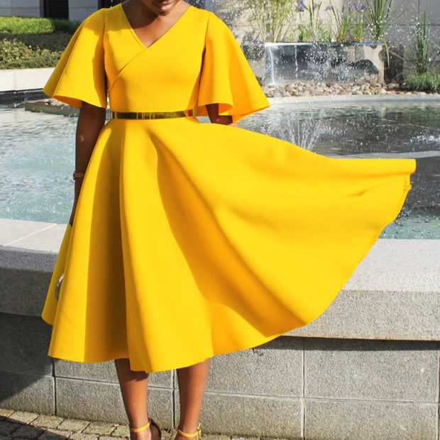 Elegant Party Dresses for Women V Neck Ruffles