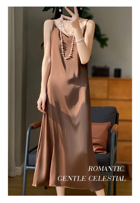 Sexy Comfortable Silk Slip One-Piece Dress RW-D13