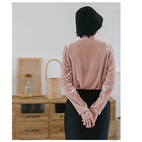 Silk Velvet Shirt Ladies, Long Sleeve