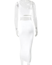 Women Dress Elegant Long Dresses Party Night Dress Women Dresses Woman Female Clothing Sexy Pleated Hollowout Two-piece Dress