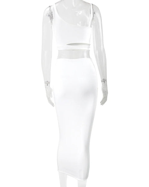 Women Dress Elegant Long Dresses Party Night Dress Women Dresses Woman Female Clothing Sexy Pleated Hollowout Two-piece Dress