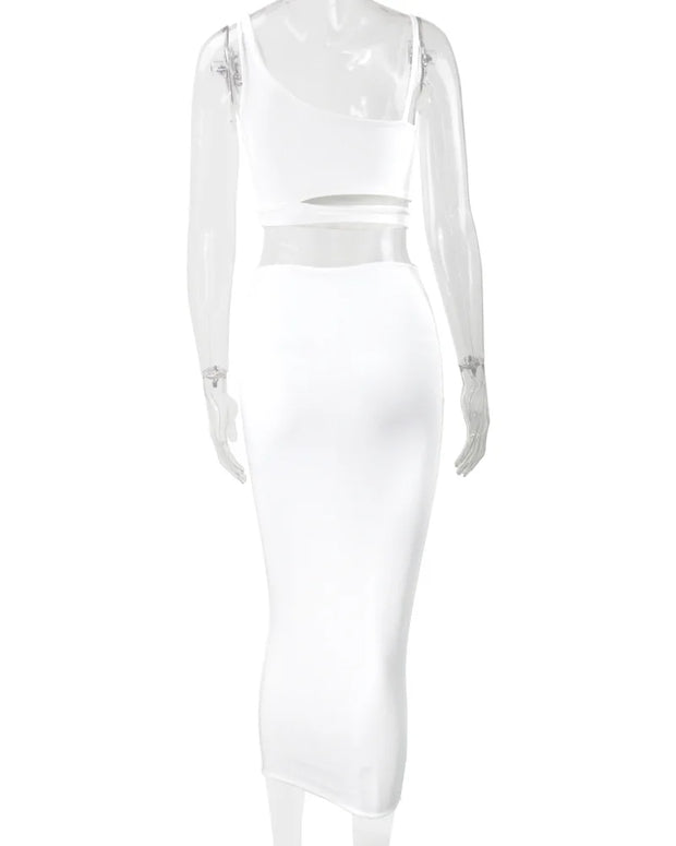 Women Dress Elegant Long Dresses Party Night Dress Women Dresses Woman Female Clothing Sexy Pleated Hollowout Two-piece Dress