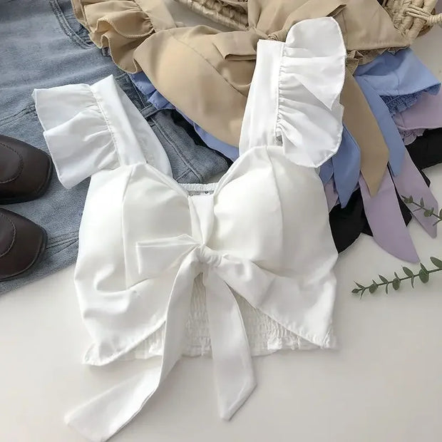 Crop Tops Camis Women Ruffles Sexy