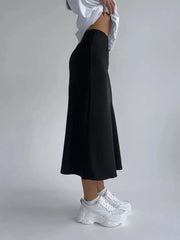 Silk Satin Skirts for Women Elastic High Waist