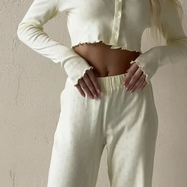 European Jacquard Homewear Suit Long Sleeve Pajamas