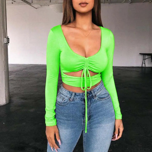 Sexy Crop Tops Low-cut Slim-fit Women Fashion