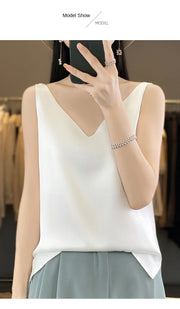 Silk Satin Women Double Shoulder Camisole Tank