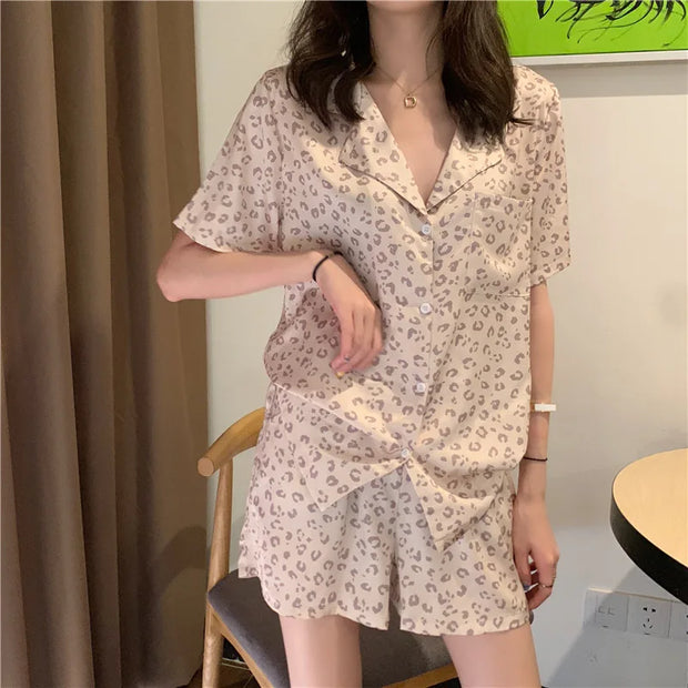Women's Sleepwear Loungewear Set Short-Sleeved Shorts