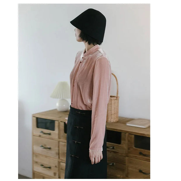 Silk Velvet Shirt Ladies, Long Sleeve