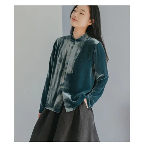 Silk Velvet Shirt Ladies, Long Sleeve