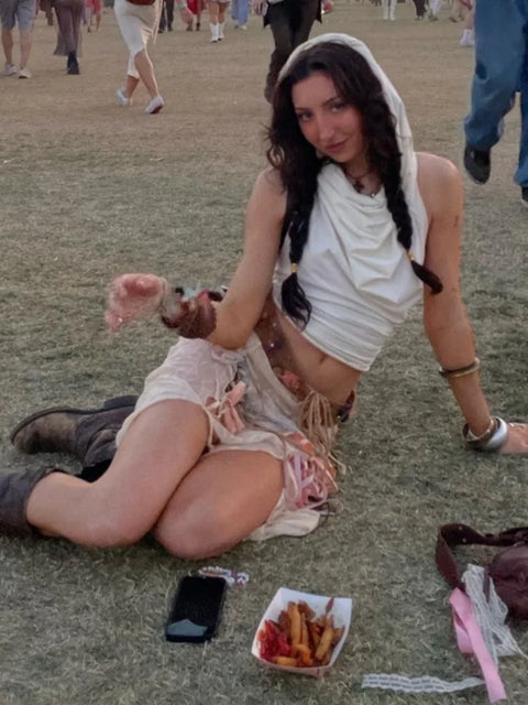 Hooded Crop Top Women Edgy Clothes Y2k