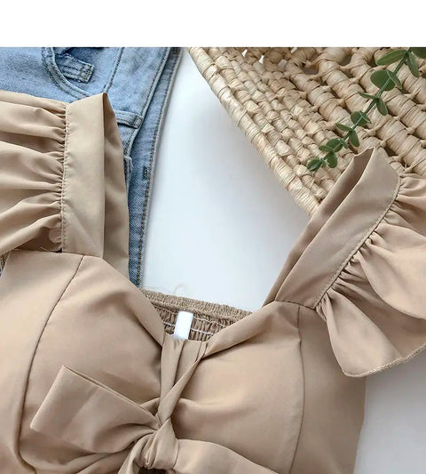 Crop Tops Camis Women Ruffles Sexy