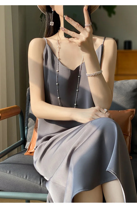 Sexy Comfortable Silk Slip One-Piece Dress RW-D13