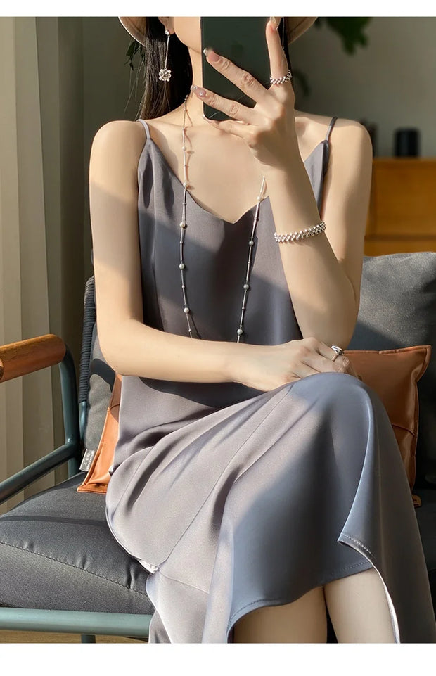 Sexy Comfortable Silk Slip One-Piece Dress RW-D13