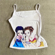 Vintage Crop Tops With Suspenders Harajuku