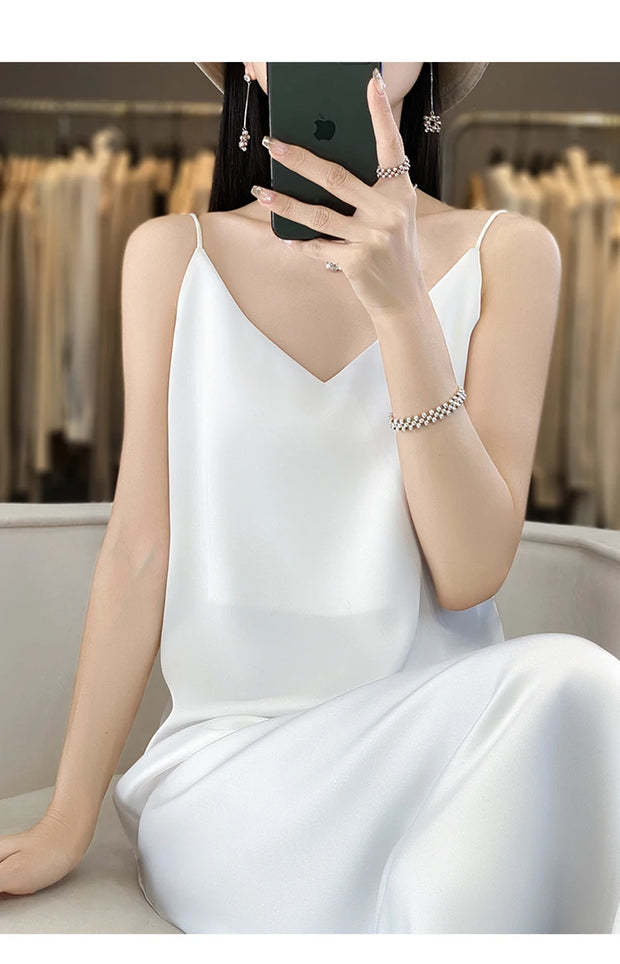 Sexy Comfortable Silk Slip One-Piece Dress RW-D13