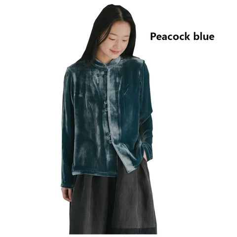Silk Velvet Shirt Ladies, Long Sleeve