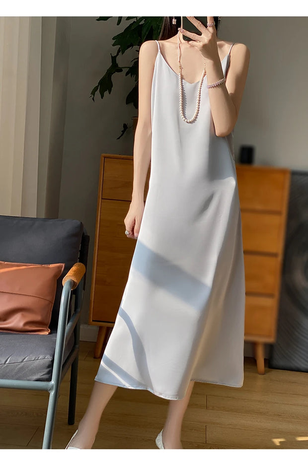 Sexy Comfortable Silk Slip One-Piece Dress RW-D13