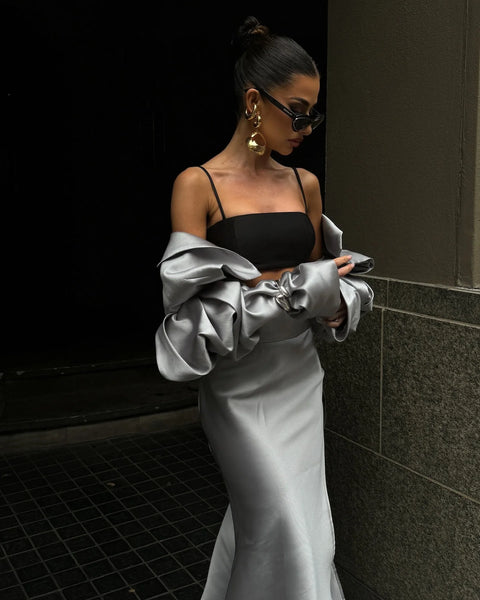 Fashion Silver Silk Taffeta Mermaid s