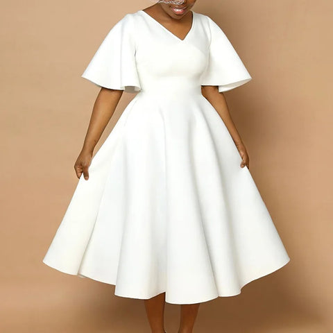 Elegant Party Dresses for Women V Neck Ruffles