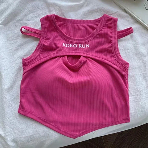 Casual Crop Tops Women Knit Irregular Tops Hollow