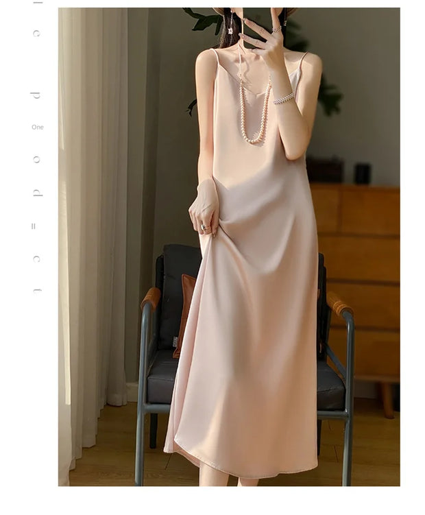 Sexy Comfortable Silk Slip One-Piece Dress RW-D13