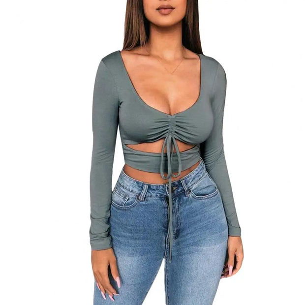 Sexy Crop Tops Low-cut Slim-fit Women Fashion