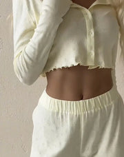 European Jacquard Homewear Suit Long Sleeve Pajamas