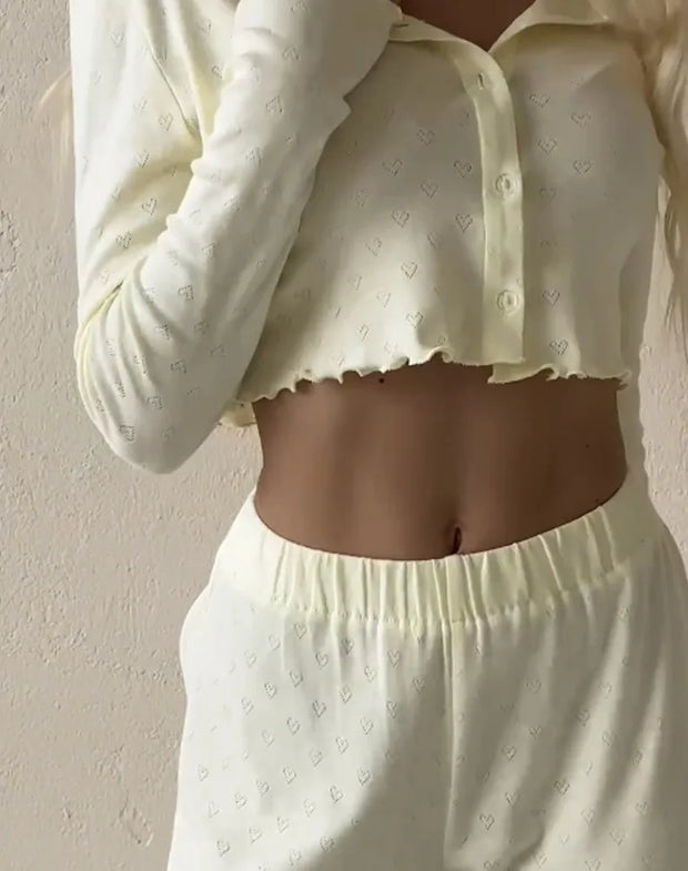 European Jacquard Homewear Suit Long Sleeve Pajamas