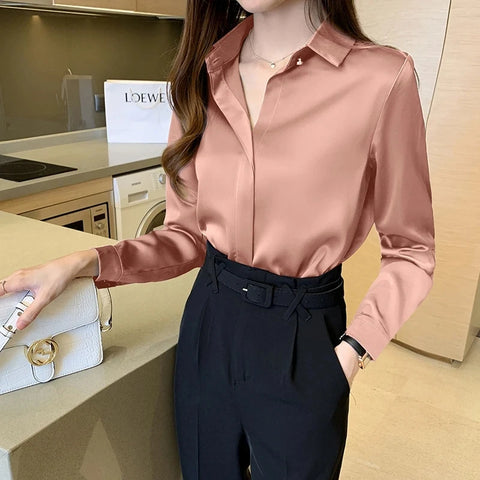 Silk Women's Shirt Long Sleeve Fashion Woman