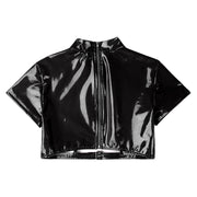 Women’s Crop Top with Mock Neck Short Sleeve Back