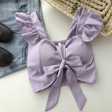 Crop Tops Camis Women Ruffles Sexy