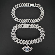 2pcs Set Hip Hop Punk Style Angel Eyes Pendant Anklets with Sparkling