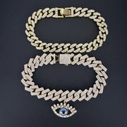 2pcs Set Hip Hop Punk Style Angel Eyes Pendant Anklets with Sparkling