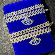 2pcs Set Hip Hop Punk Style Angel Eyes Pendant Anklets with Sparkling